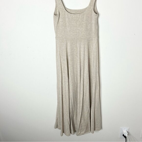 ARITZIA WILFRED Market Slit Dress Square neck Midi Tank jersey beige Size Small - Picture 7 of 15